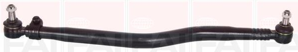 Black automotive tie rod with dual ball joints at each end, part of the steering linkage