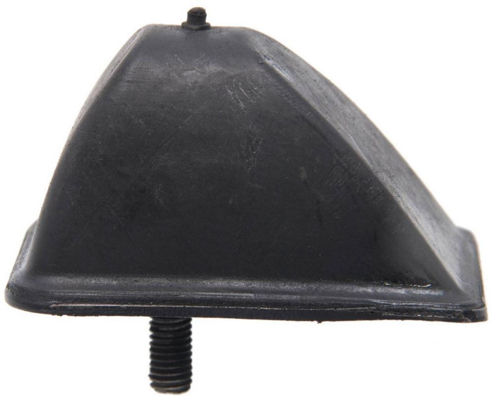 Black triangular plastic mounting block with a vertical threaded bolt protruding from the bottom