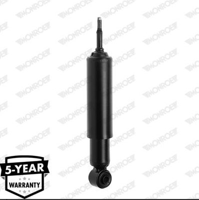 Black automotive shock absorber with an eyelet mounting at the end (Monroe branding visible).