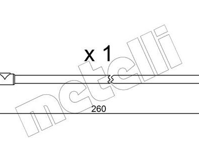 Technical drawing of a straight cable assembly, 260 mm long, with a plug on the left and a connector on the right, labeled x1.