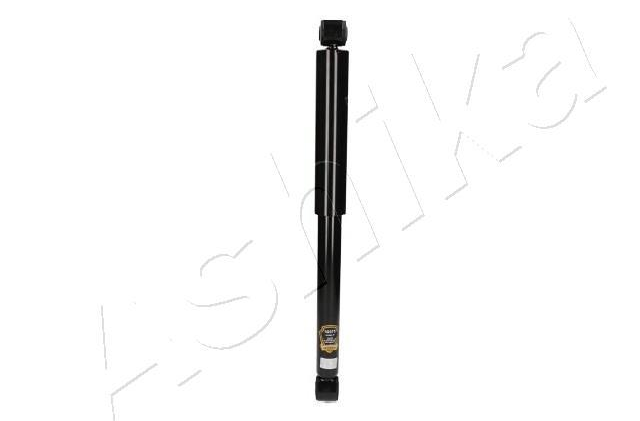 Black hydraulic gas strut (gas spring) with end fittings, shown standing upright.